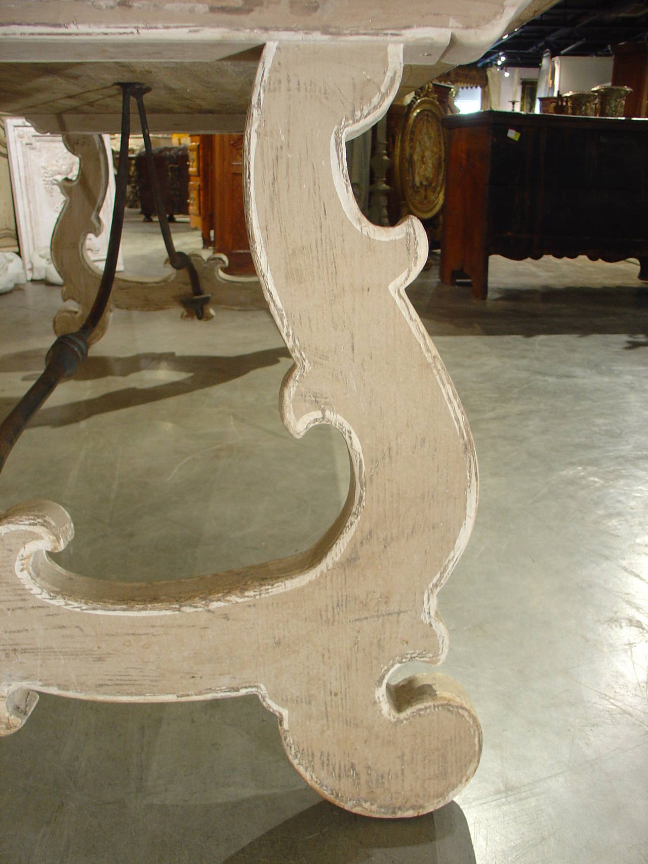 Large Italian Dining Table with Iron Stretchers and Old Planks 3