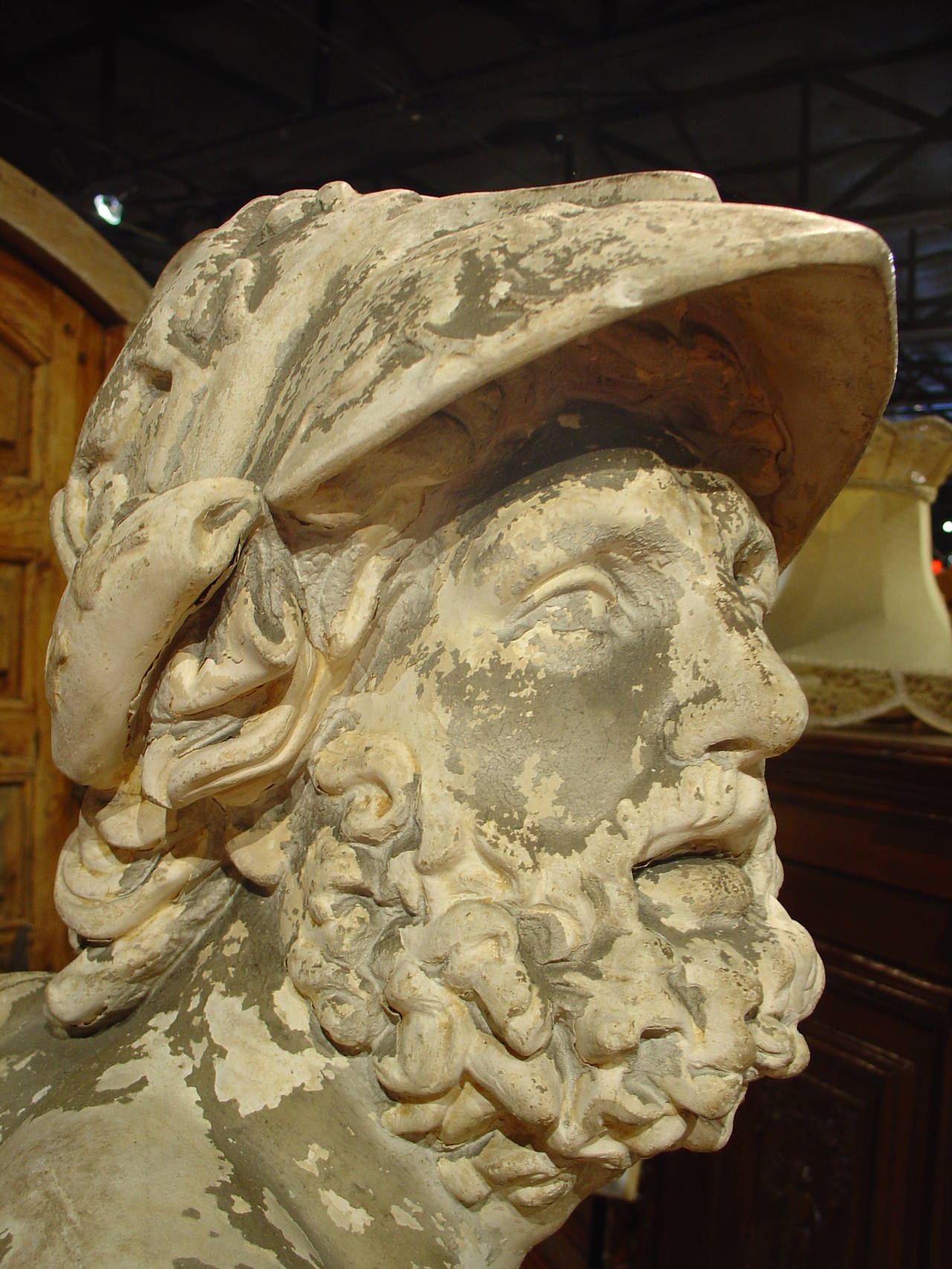 Classical Antique Plaster Bust of Menelaus by Micheli, 1887 In Good Condition In Dallas, TX
