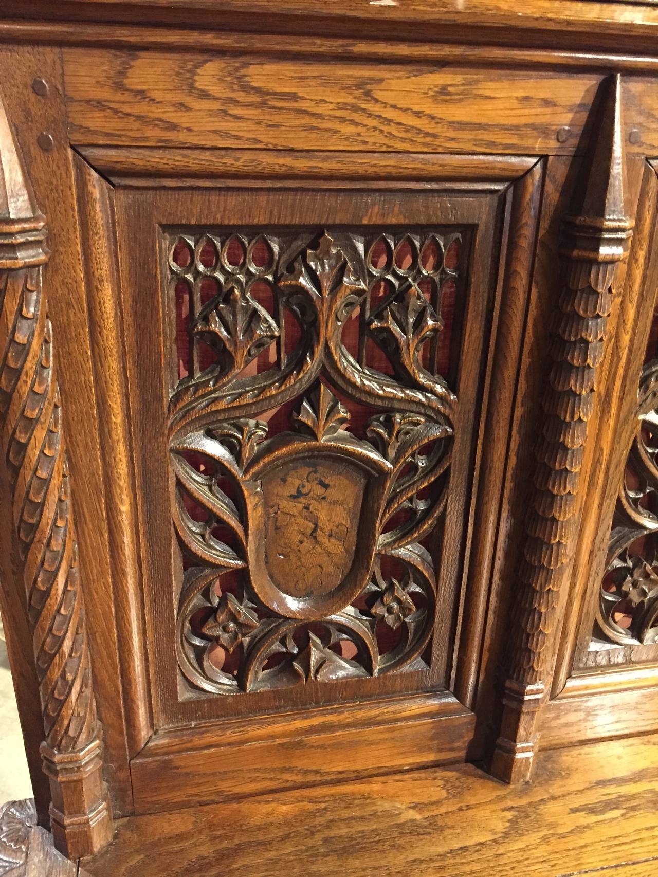 Oak 19th Century Neo-Gothic Cabinet from France