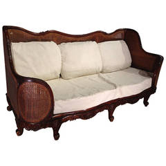 Unique Caned Regence Style, Walnut Wood Canape from France 4