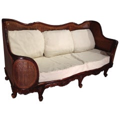 Antique Unique Caned Regence Style, Walnut Wood Canape from France