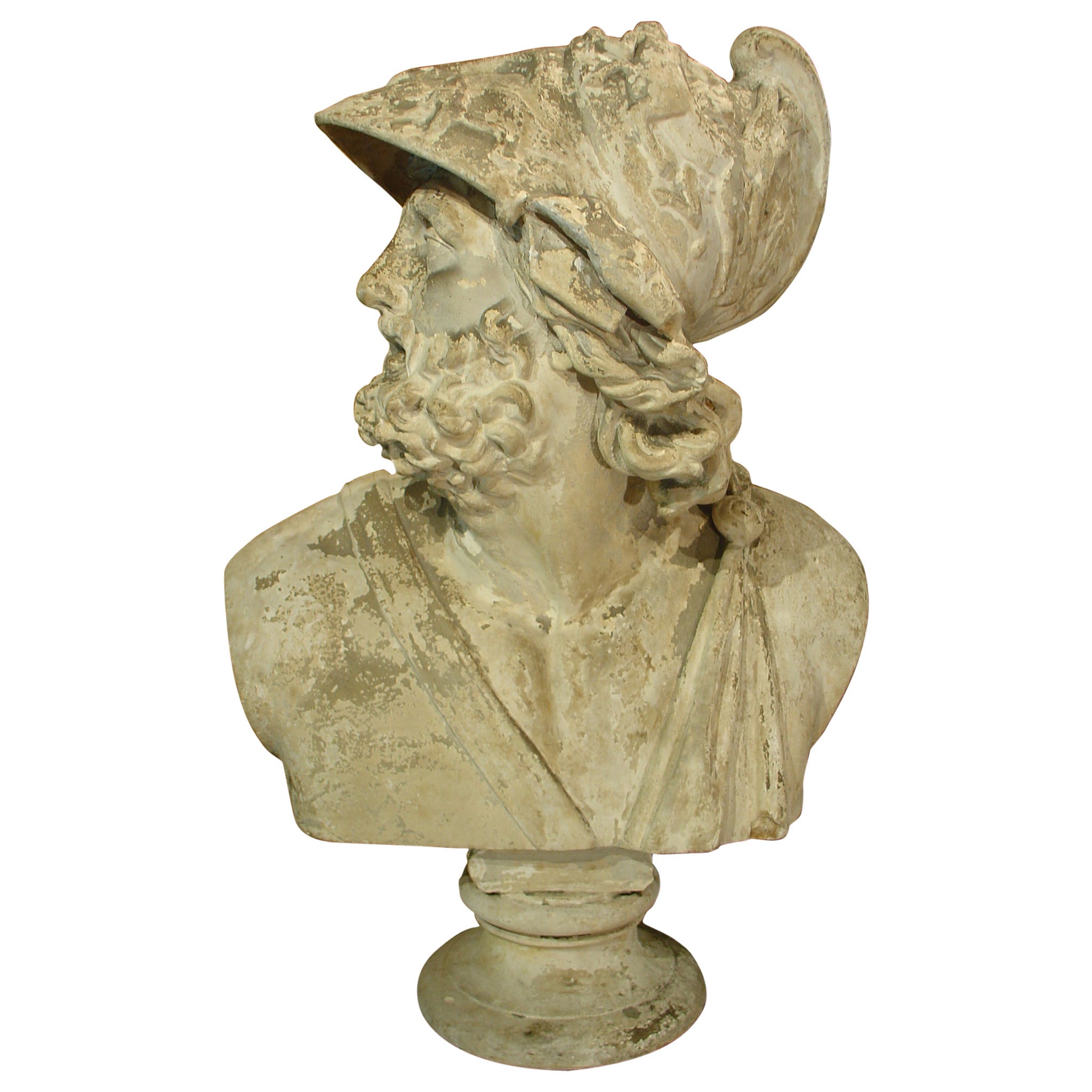 Classical Antique Plaster Bust of Menelaus by Micheli, 1887