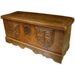 Antique Small 18th Century French Oak Trunk