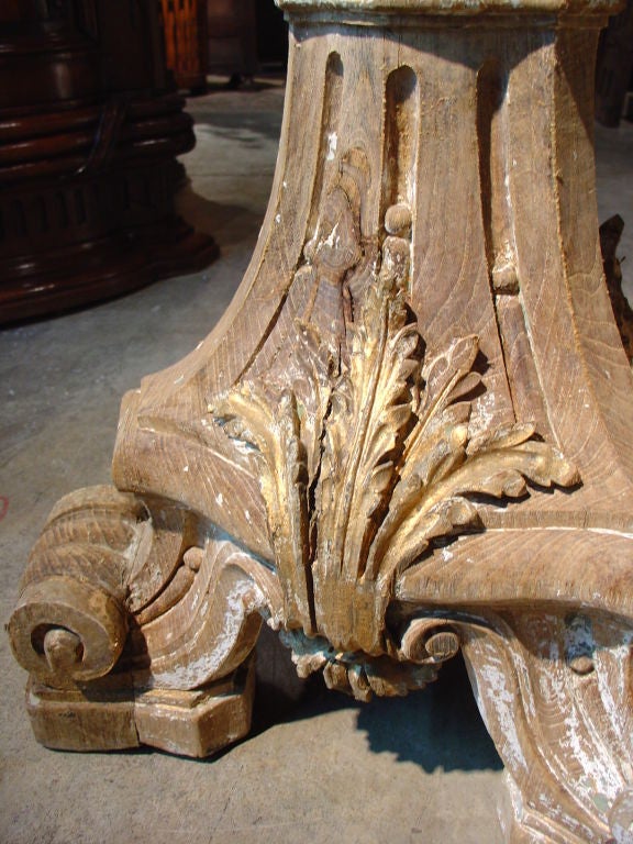19th Century Pair of Sculpted Oak Antique Torcheres from France