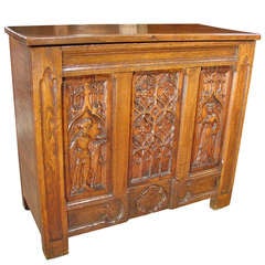 Small French Oak Gothic Style Trunk