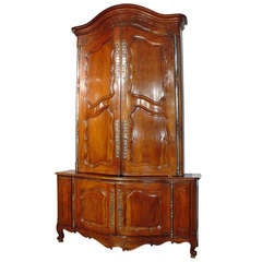 18th C. French  Louis XV Period Walnut Wood Buffet Deux Corps from a Boiserie