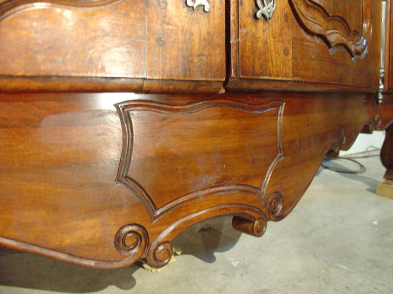 18th Century and Earlier 18th C. French  Louis XV Period Walnut Wood Buffet Deux Corps from a Boiserie