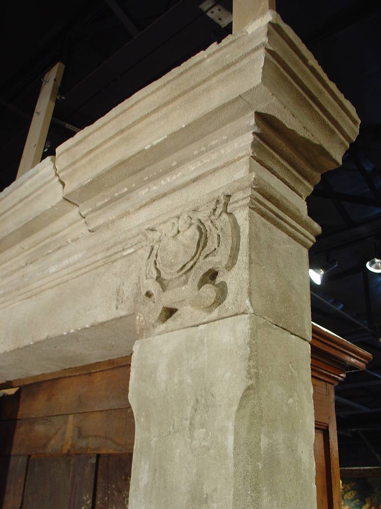 20th Century Hand Carved Limestone Door Surround from France