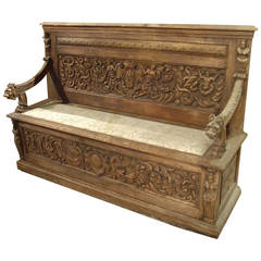19th Century Renaissance Style Carved French Storage Bench