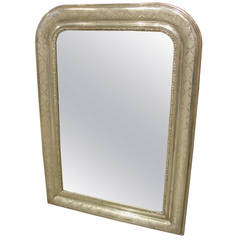 Small Antique Silverleaf Louis Philippe Mirror from France