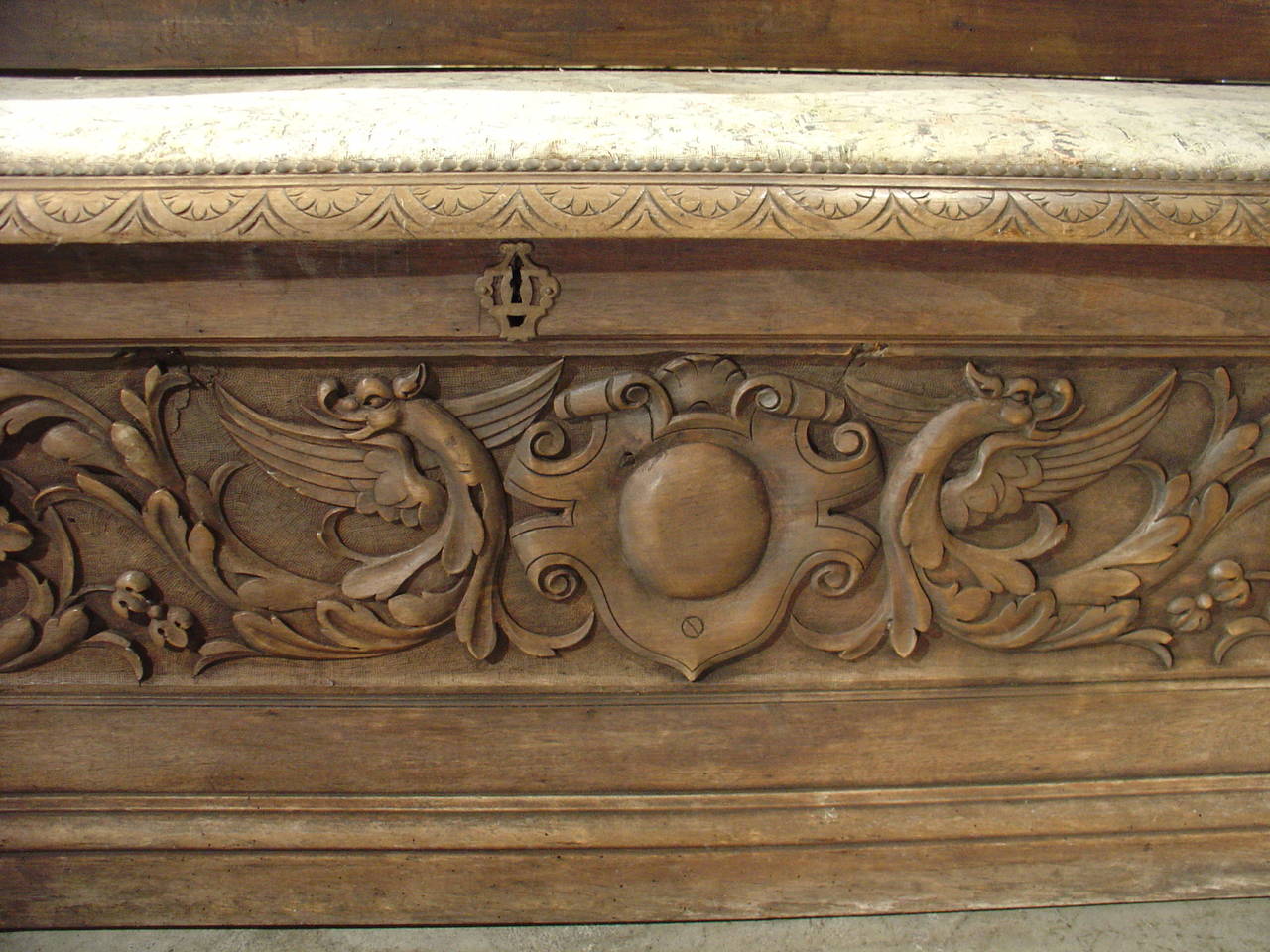 19th Century Renaissance Style Carved French Storage Bench 2