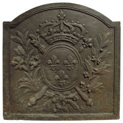Small Antique French Cast Iron Fireback from the 1800s