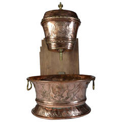 Antique Copper 'Coat of Arms' Lavabo from France, circa 1800