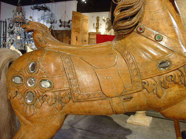 German Rare Pair of 19th Century European Carousel Horse Sculptures