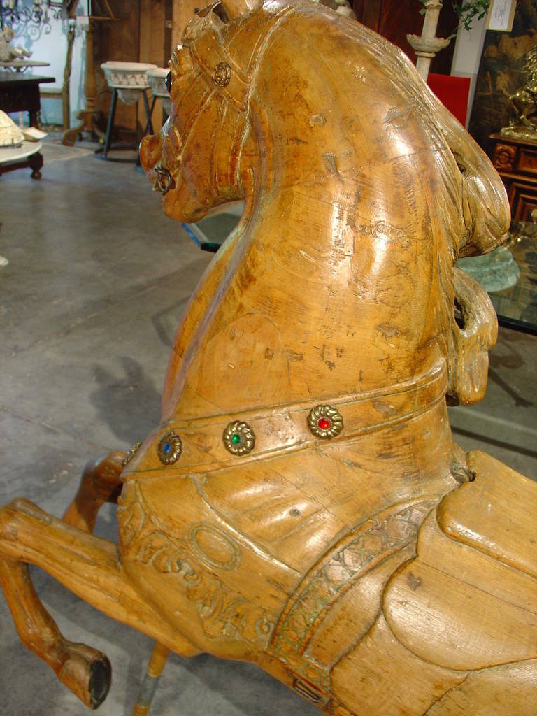 Wood Rare Pair of 19th Century European Carousel Horse Sculptures