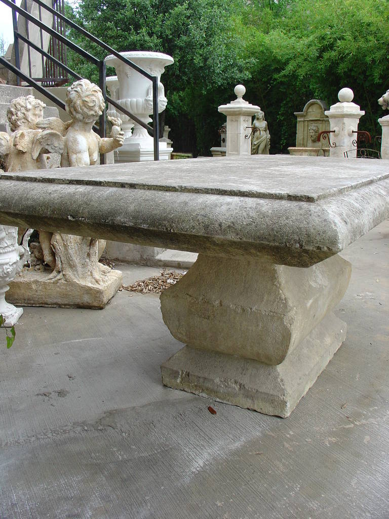 20th Century Large Carved Limestone Dining Table from Provence, France