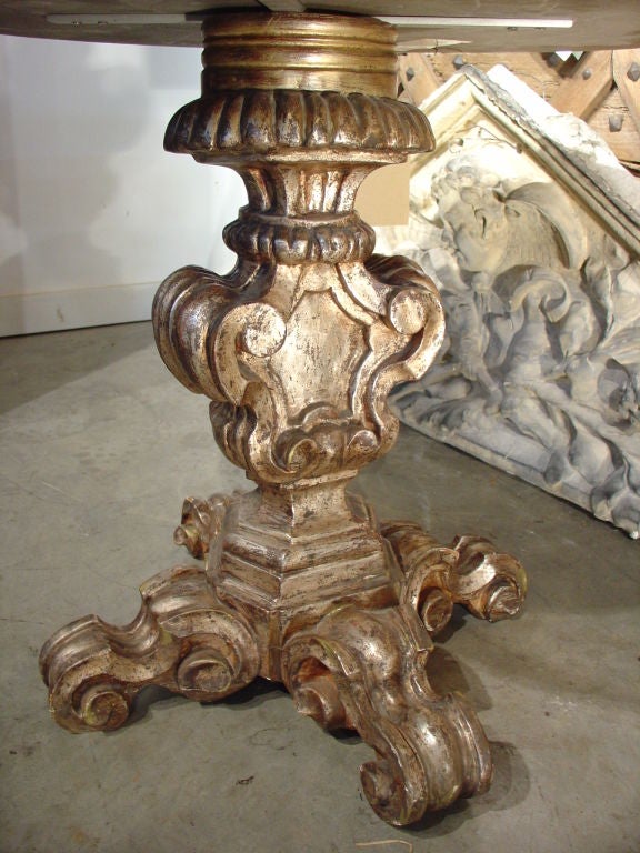 Italian Small Round Giltwood Table from Italy with Faux Marble Top