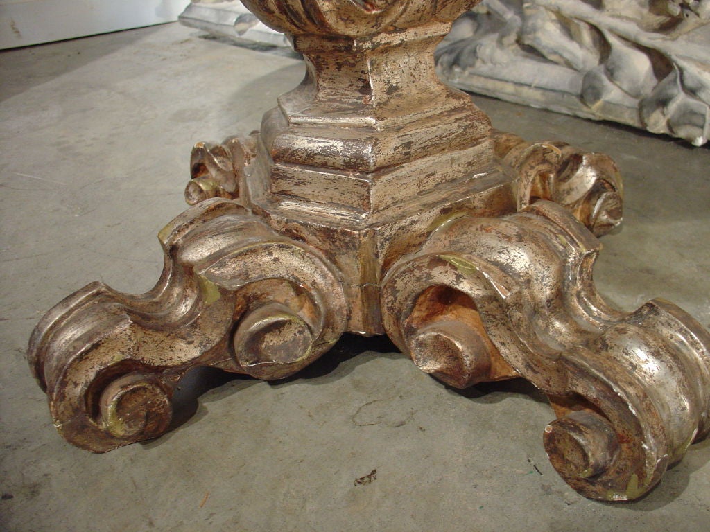 20th Century Small Round Giltwood Table from Italy with Faux Marble Top