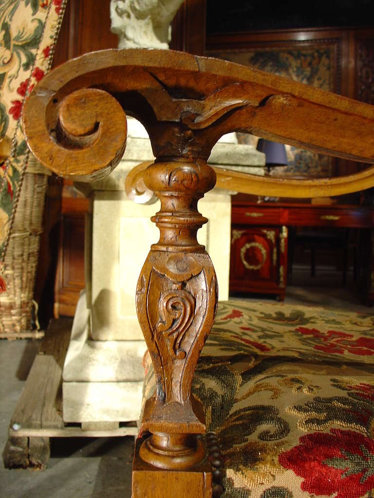 Early 19th Century Carved Walnut Wood Armchairs from Italy 2