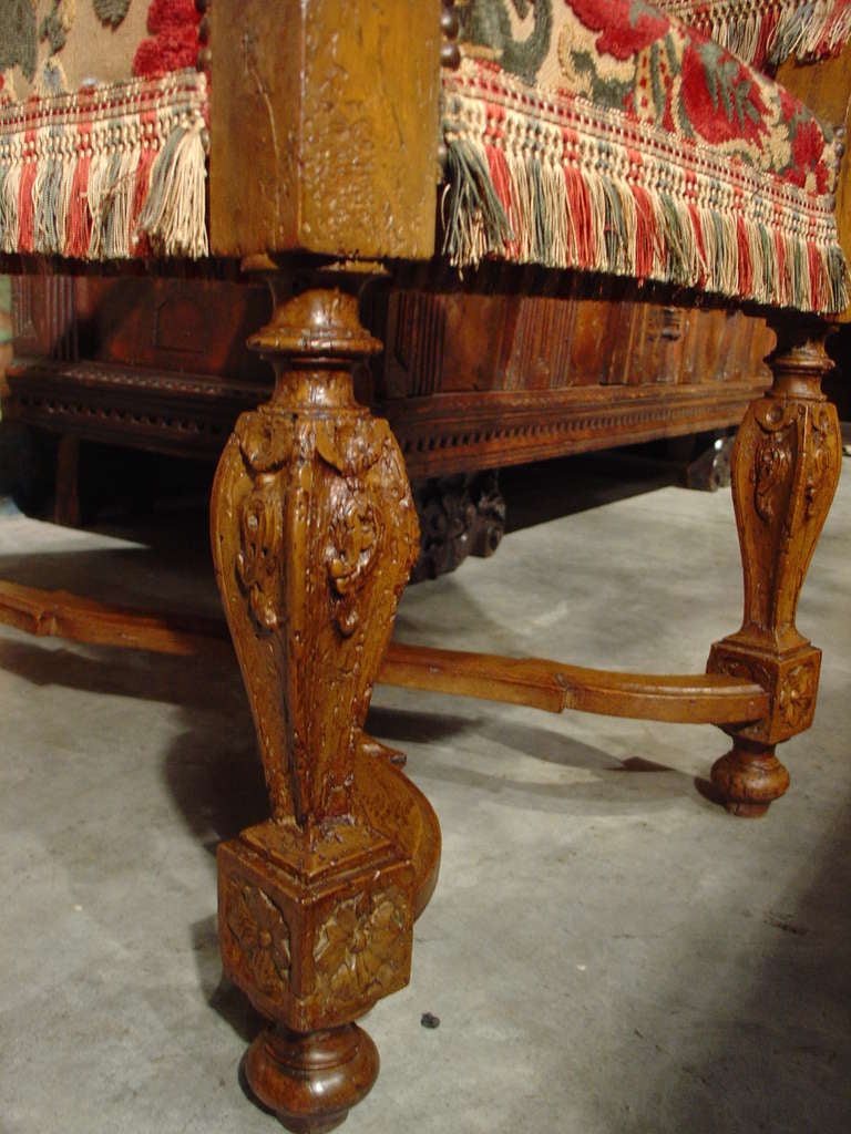 Early 19th Century Carved Walnut Wood Armchairs from Italy 3