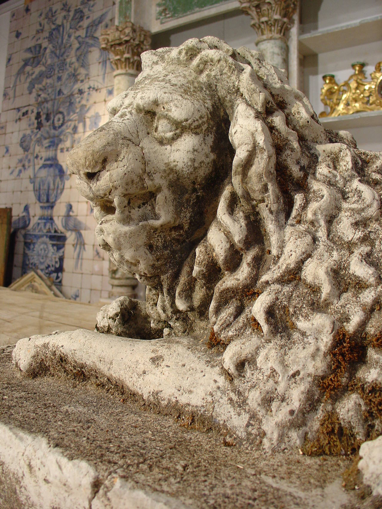 Antique Stone Lion Statue from France, circa 1860 For Sale 1