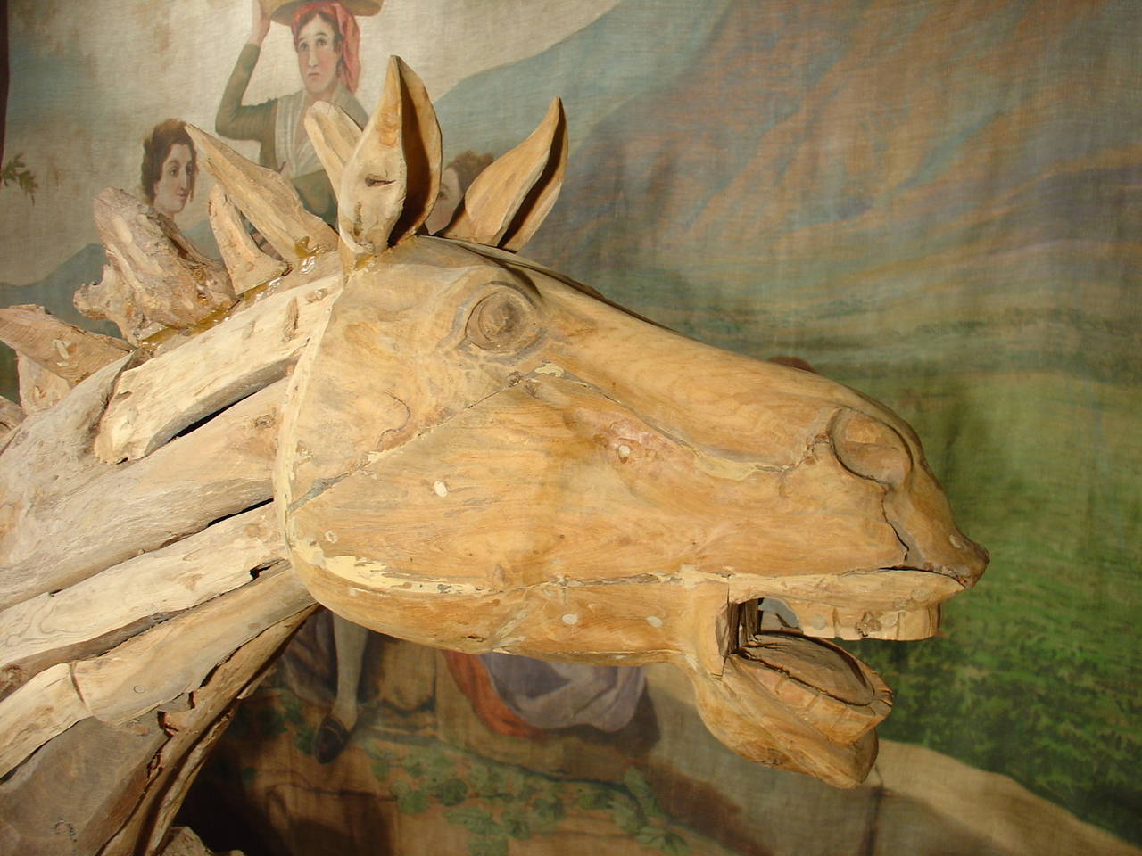 Bois flotté Sculpture de tête de cheval en bois flotté de France