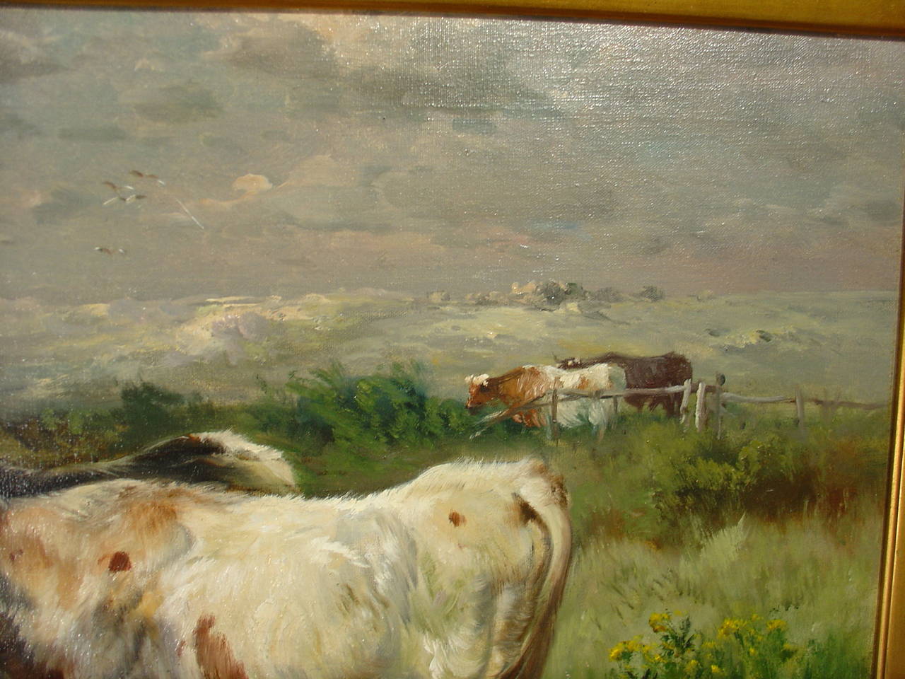 antique cow oil painting