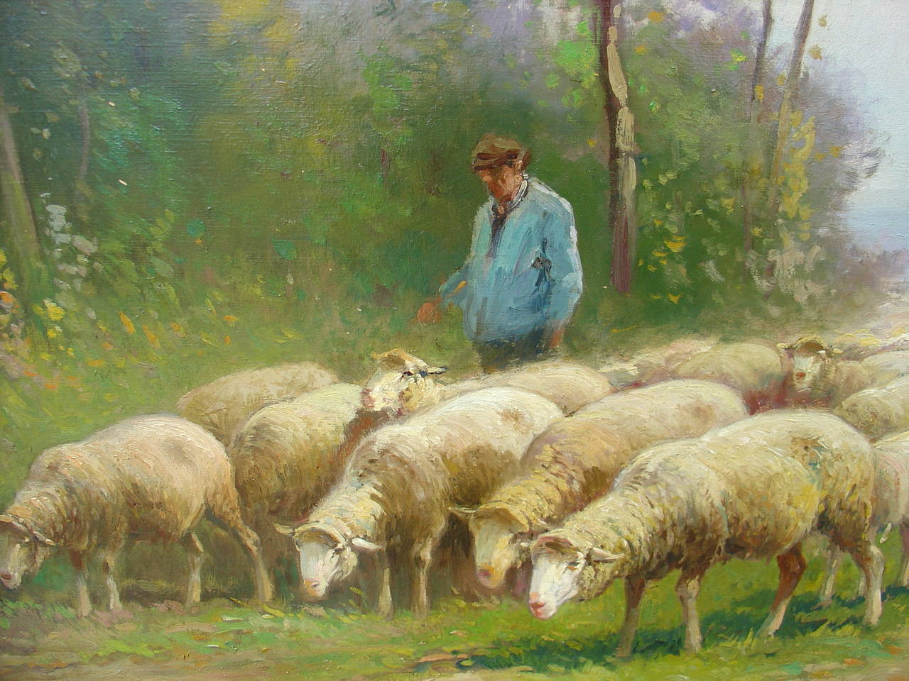 Canvas Signed Antique Sheep Painting by Derians