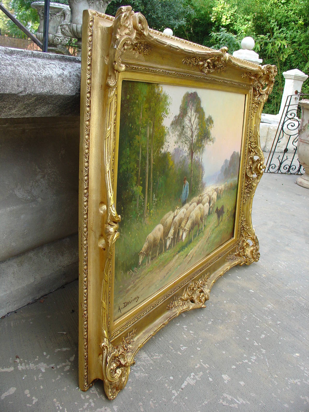 Signed Antique Sheep Painting by Derians 3