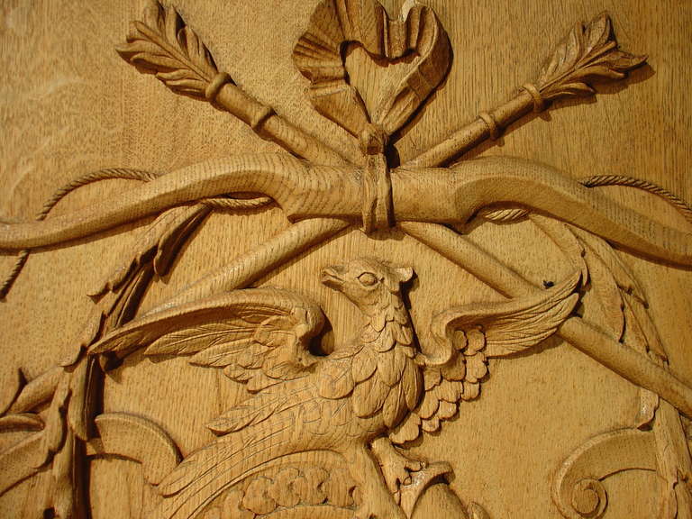 19th Century Carved Oak Bas Relief Architectural Panel In Good Condition In Dallas, TX