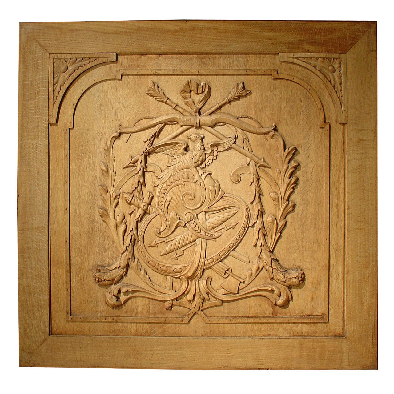 19th Century Carved Oak Bas Relief Architectural Panel
