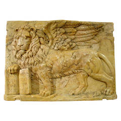 Circa 1700 Venetian Marble Plaque-The Winged Lion of Venice