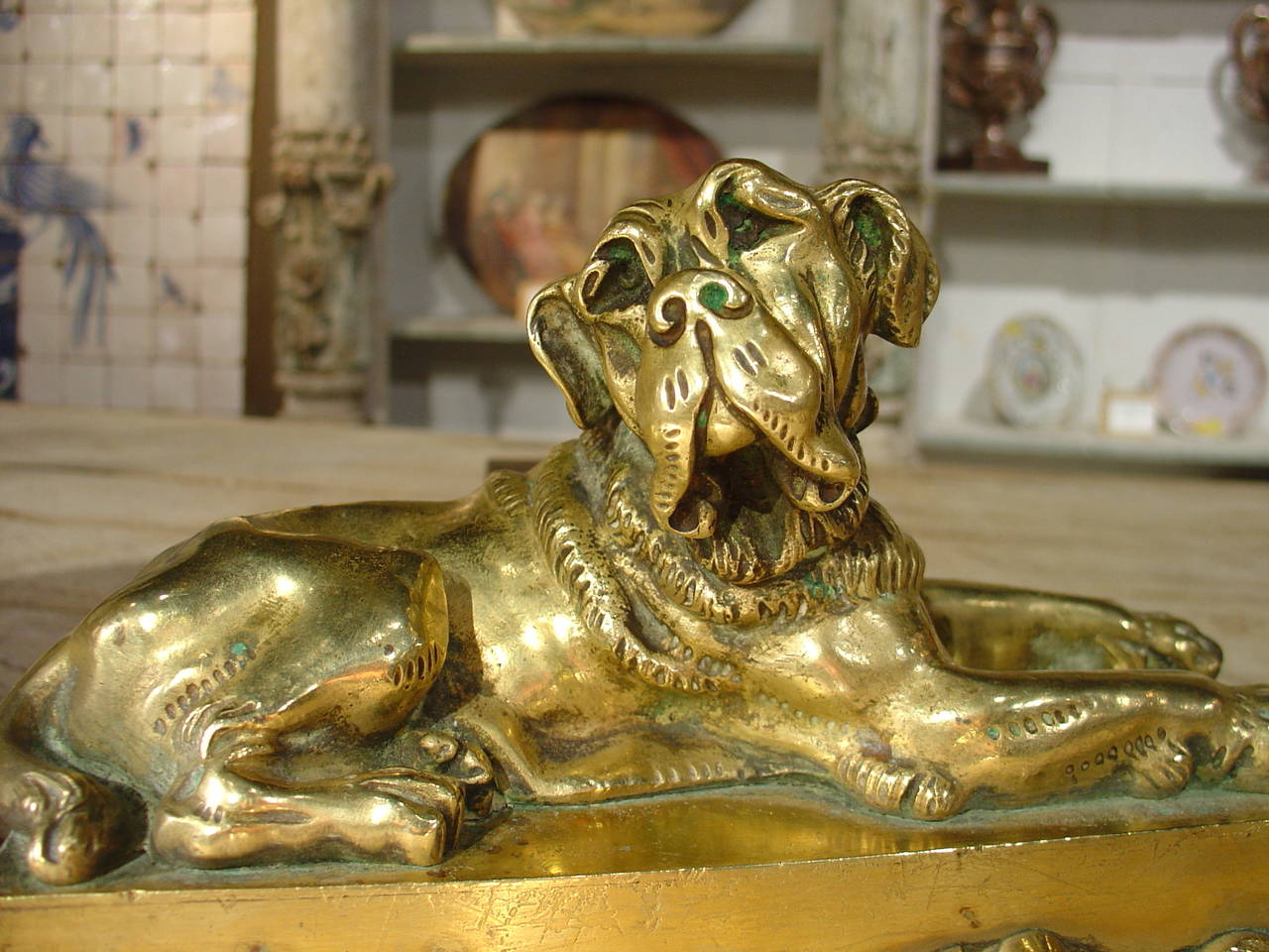 Pair of Antique Mastiff Andirons from France 2