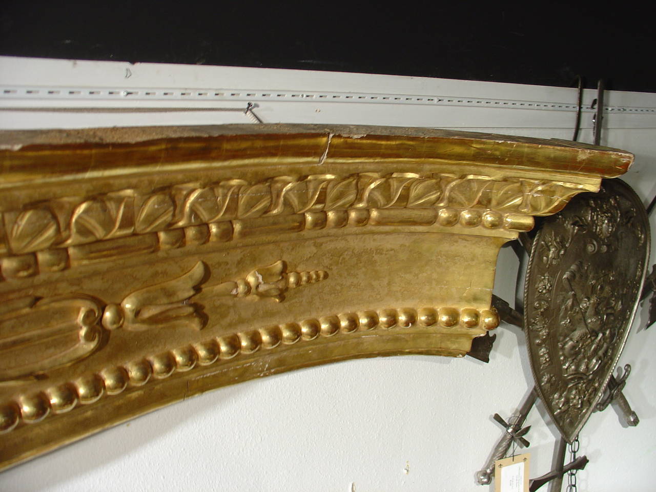 19th Century Large Antique Giltwood Valance from Sicily, circa 1830