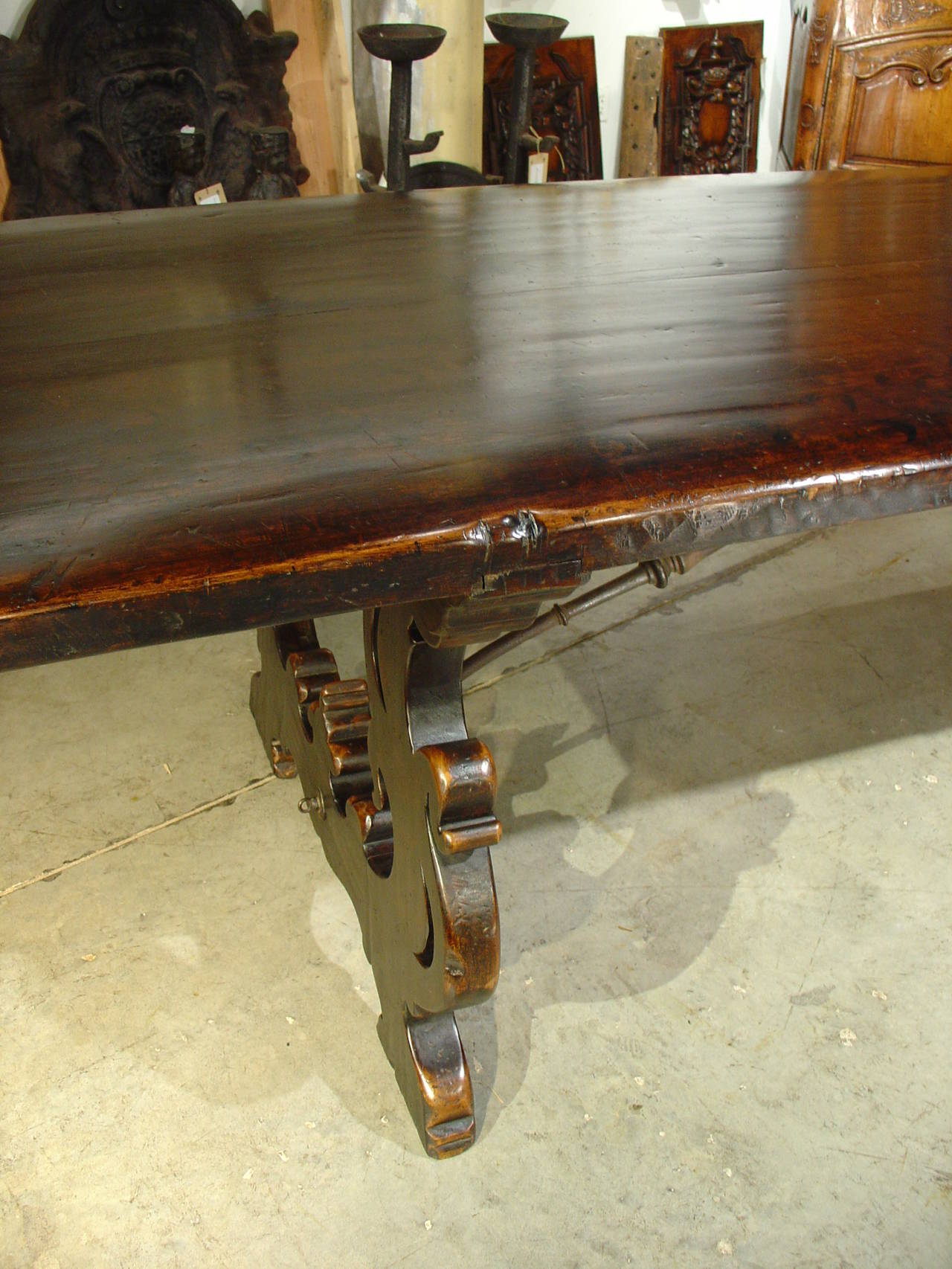 19th Century Antique Tuscan Walnut Wood Dining Table