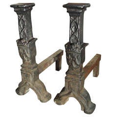 Antique Gothic Style Andirons from France