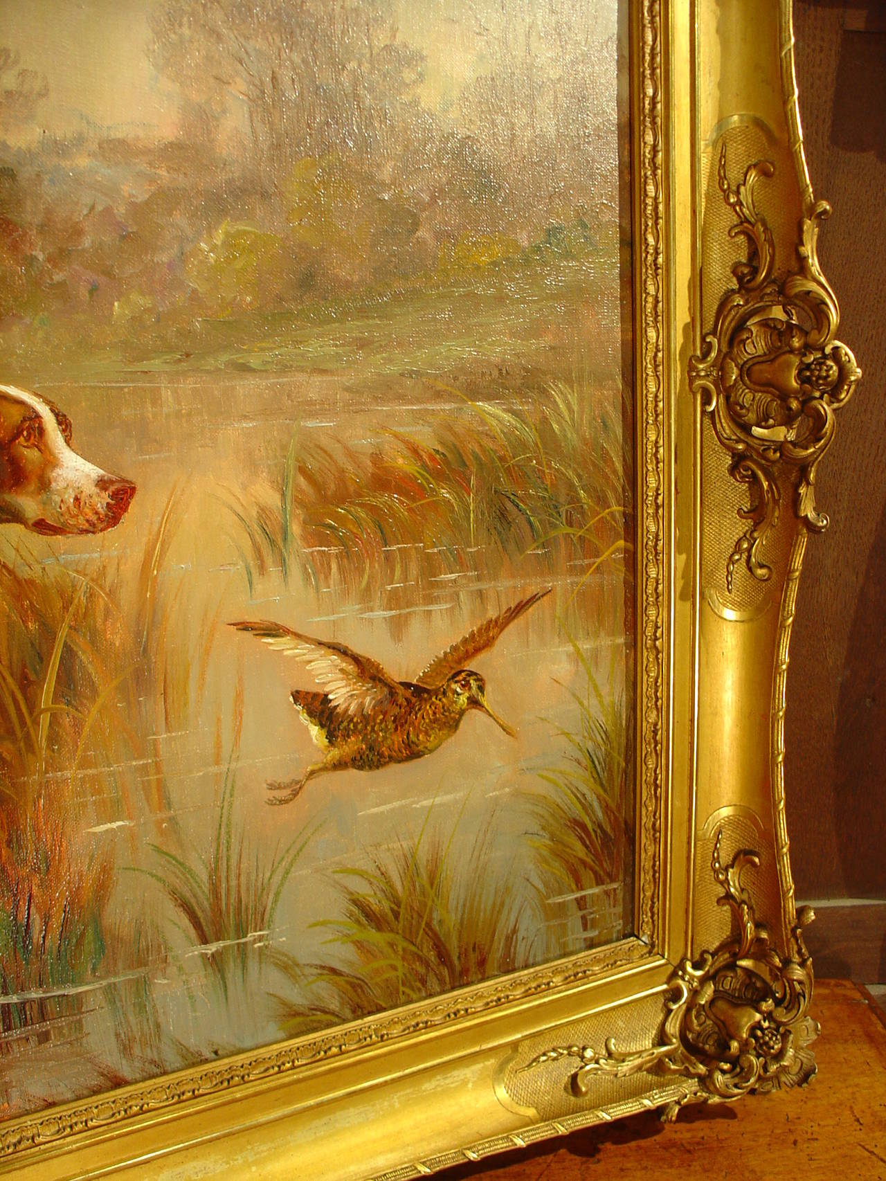 Antique Hunting Dog Painting by Maurice Etienne Dantan For Sale at 1stdibs