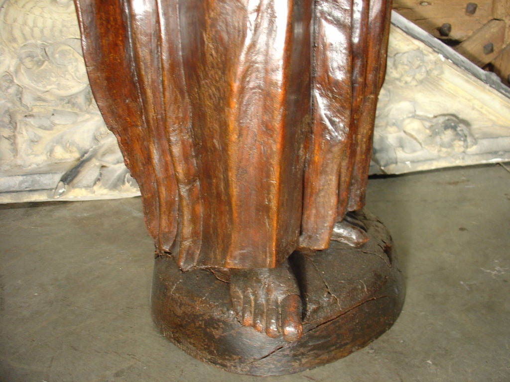 French Antique Walnut Wood Statue of St. John