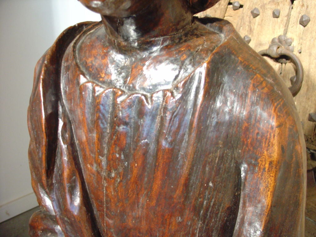 18th Century and Earlier Antique Walnut Wood Statue of St. John