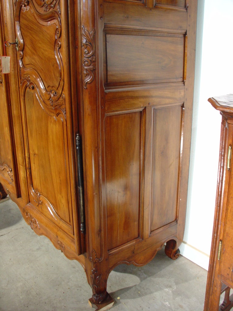 Hand-Carved 18th Century Walnut Wood Armoire from the Rhone Valley