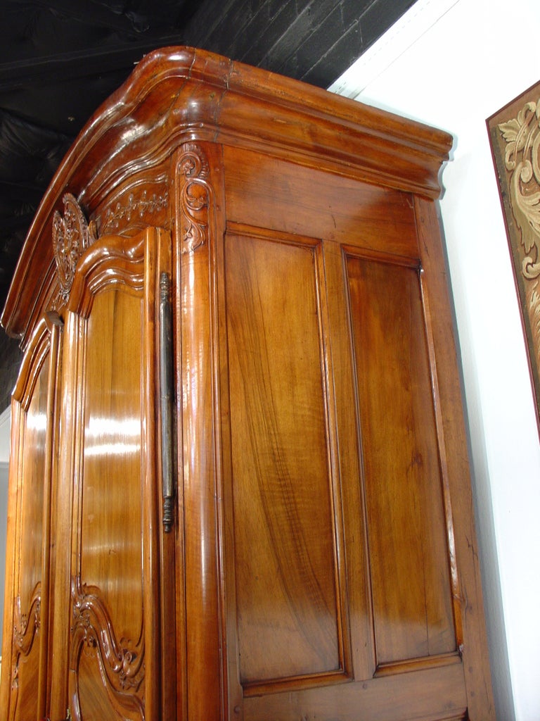 18th Century Walnut Wood Armoire from the Rhone Valley In Good Condition In Dallas, TX