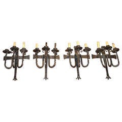 Set of 4 Antique Iron Chateau Sconces from France