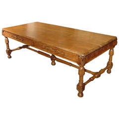 Beautiful Antique French Oak Table with Wine Grape Motifs 1