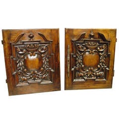 Pair of Early 18th Century Walnut Wood Buffet Doors from France