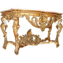 Antique Italian Giltwood Console with Conforming Marble Top