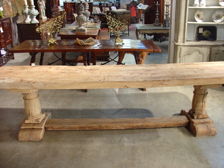 Unusual Antique French Stripped Oak Console/Refectory Table  3