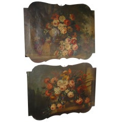 Pair of Antique Oil Paintings from France- Trumeau Tops