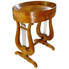 Antique Lyre Shaped Side Table from France, Late 1800's