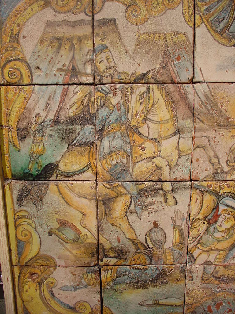 19th Century Antique Italian Tiled Plaque, Sicily circa 1800