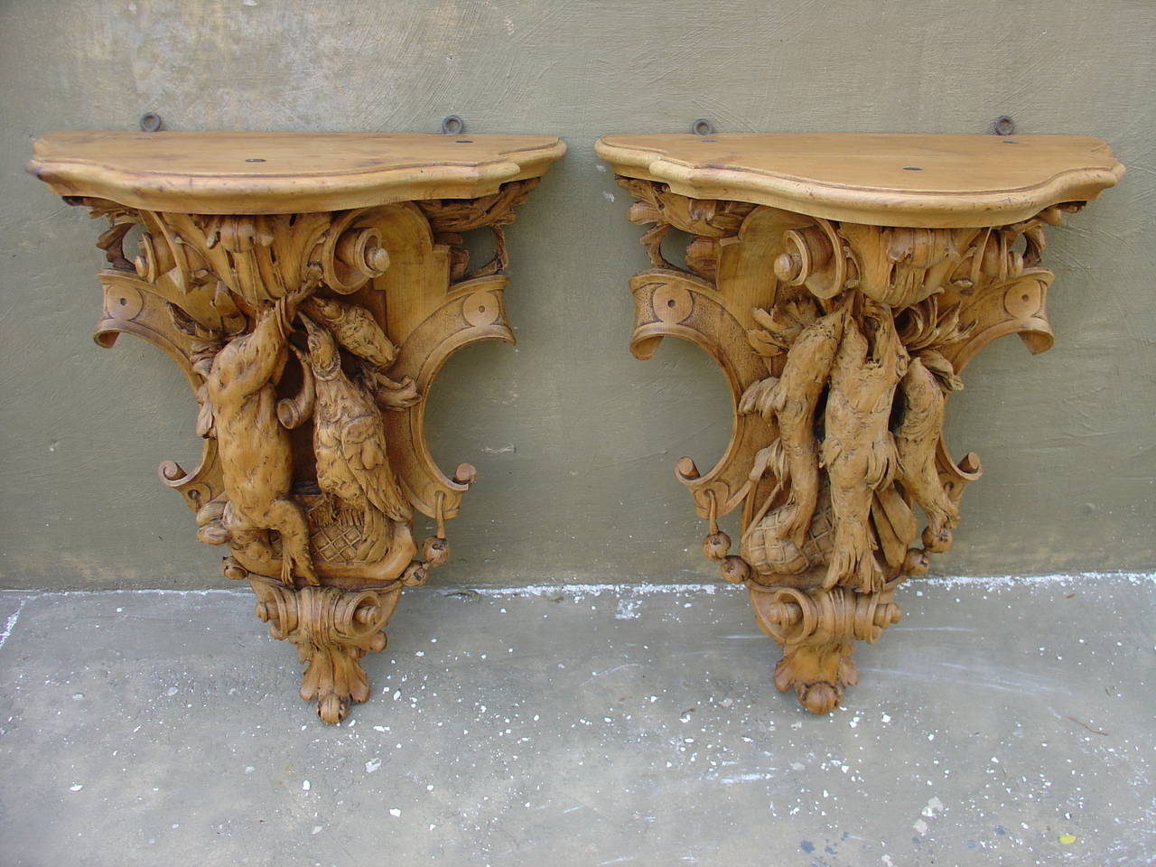 Pair of Stripped Antique Wall Brackets/Consoles from France, 19th Century
